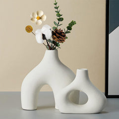 Ceramic Hollow Donut Vase Set Decor | Yedwo Design