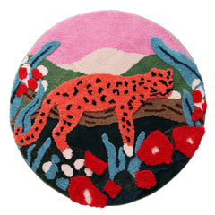 Chic & Playful Pink Leopard Round Area Rug | Yedwo