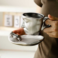 Creative Thinker Ceramic Coffee Mug with Saucer Set | Yedwo