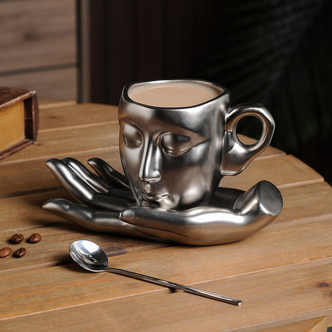 Creative Thinking Ceramic Coffee Mug with Saucer Set | Yedwo