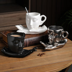 Creative Thinking Ceramic Coffee Mug with Saucer Set | Yedwo