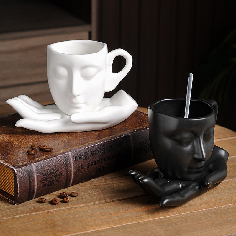 Creative Thinking Ceramic Coffee Mug with Saucer Set | Yedwo