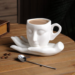 Creative Thinking Ceramic Coffee Mug with Saucer Set | Yedwo