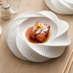 Creative Ribbed Double Layer Ceramic Plate | Yedwo Design