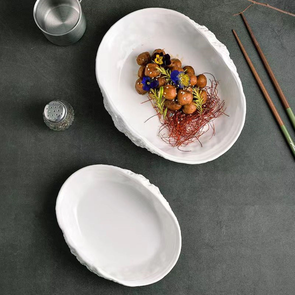 Shell Plates Design Creative Rock Pattern Shell White Ceramic Plate | Yedwo Design – YEDWO