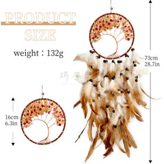 Crystal Tree of Life Feather Dream Catcher | Yedwo