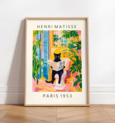 Cute Black Cat On Toilet Poster Canvas Wall Art | Yedwo Design