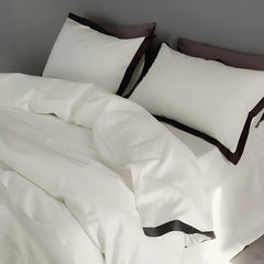 Dark Stripe Egyptian Cotton Luxury White Duvet Cover Set | Yedwo