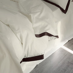 Dark Stripe Egyptian Cotton Luxury White Duvet Cover Set | Yedwo