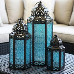 Elegant Moroccan Lanterns, Metal & Glass Candle Holders | Yedwo Design