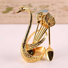 Elegant Swan Base Holder With 6 Spoons | Yedwo