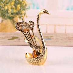 Elegant Swan Base Holder With 6 Spoons | Yedwo