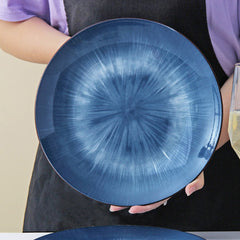 Elegant Vintage Gradient Blue Ceramic Dinner Plate | Yedwo