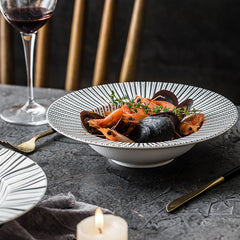 Euclid Collection Ceramic Serving Straw Hat Plate | Yedwo Design