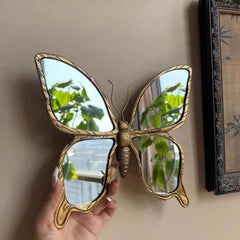 European Sculptural Gold Butterfly Wall Art Mirror | Yedwo Design