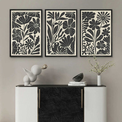 Framed Modern Abstract Floral Botanical Prints Canvas Wall Art | Yedwo