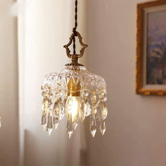 French Brass Vintage Crystal Chandelier | Yedwo
