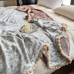 French Double Layer Milk Velvet Printed Throw Blanket | Yedwo