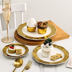 French Baroque Relief Gold Ceramic Plate | Yedwo Design