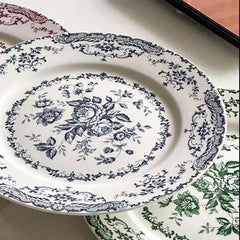 French Vintage Rose Ceramic Dinner Plates | Yedwo Design