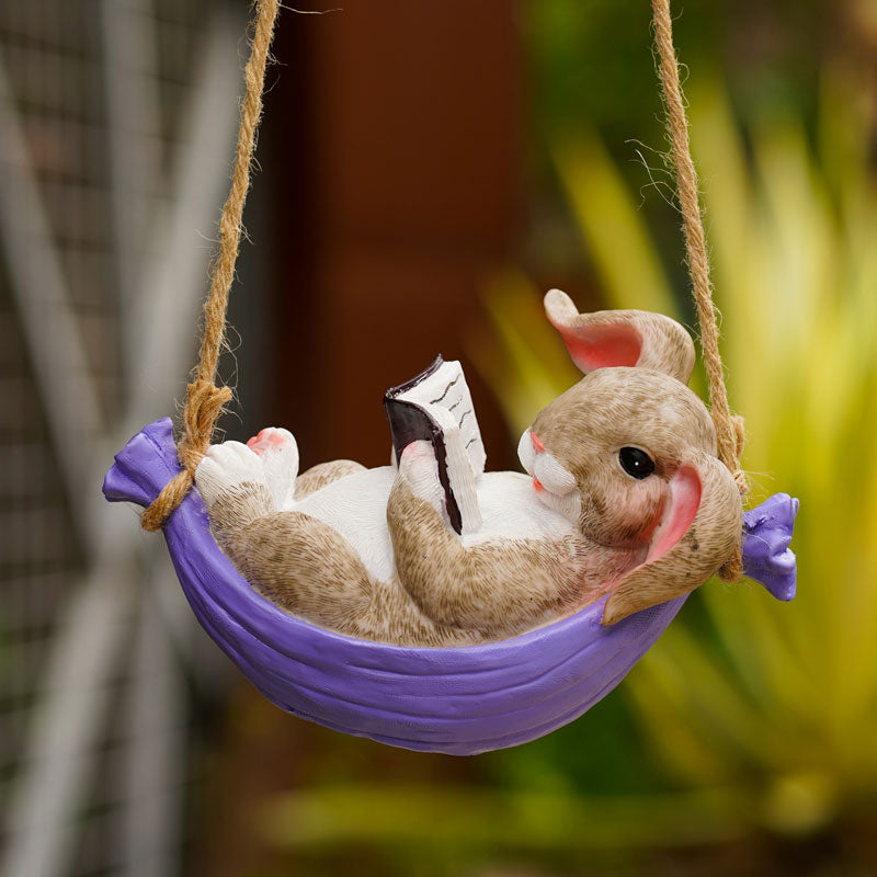 Garden Resin Swing Rabbit Hanging Decoration | Yedwo