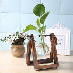 Glass Propagation Vase with A-Frame Wooden Stand | Yedwo