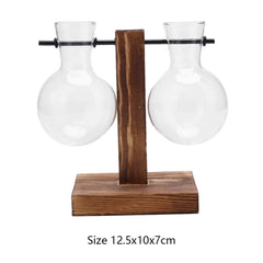 Glass Propagation Vase with Vertical Wooden Stand | Yedwo