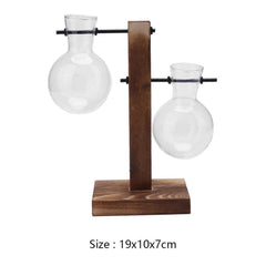 Glass Propagation Vase with Vertical Wooden Stand | Yedwo