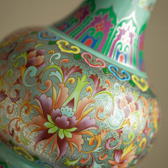 Gold-Rimmed Cloisonné Enamel Vase – Exquisite Floral Art Ceramic Décor | Yedwo