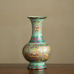 Gold-Rimmed Cloisonné Enamel Vase – Exquisite Floral Art Ceramic Décor | Yedwo