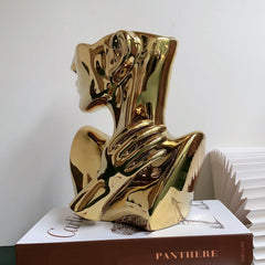 Gold Ceramic Face Bust Flower Vase | Yedwo Design