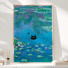Gustav Klimt Garden Black Cat Print | Yedwo Design