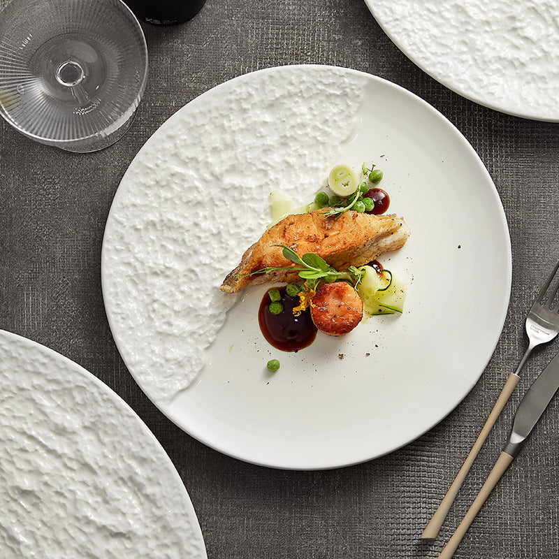 Half-Moon Rock Texture Porcelain Plate | Yedwo Design – YEDWO