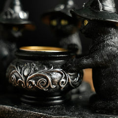 Halloween Witch Cat Vintage Candle Holder | Yedwo