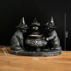 Halloween Witch Cat Vintage Candle Holder | Yedwo