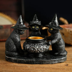 Halloween Witch Cat Vintage Candle Holder | Yedwo