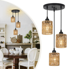 Hand Woven Rattan Pendant Light(3 Lights) | Yedwo