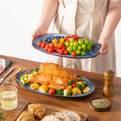 Handcrafted Reactive Glaze Ceramic Serving Platters, Set of 3 | Yedwo