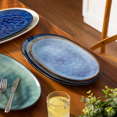 Handcrafted Reactive Glaze Ceramic Serving Platters, Set of 3 | Yedwo