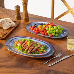 Handcrafted Reactive Glaze Ceramic Serving Platters, Set of 3 | Yedwo