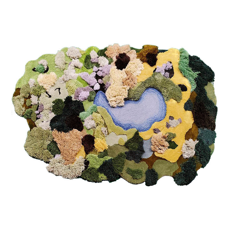 Handcrafted Forest Cream Moss-Inspired Round Rug | Yedwo Design – YEDWO