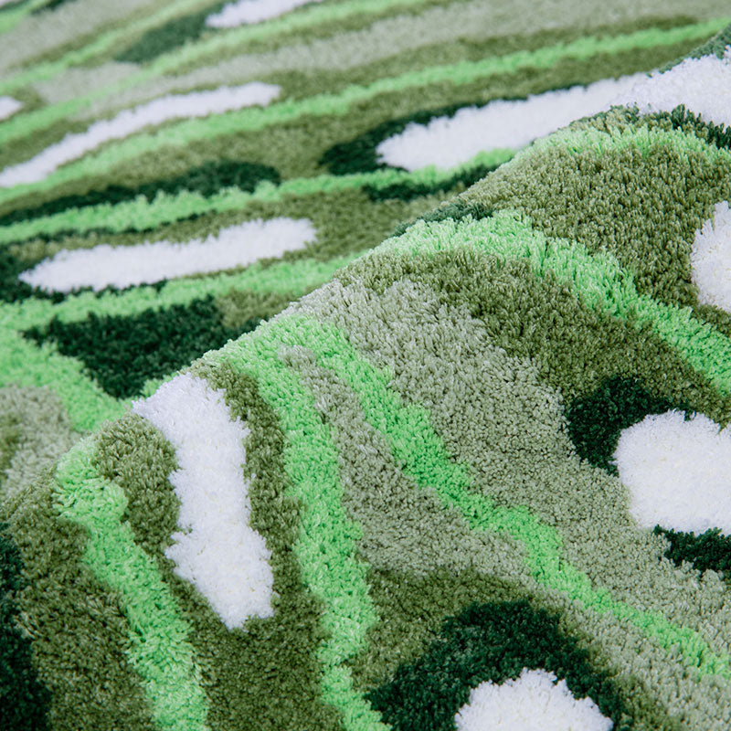 Handmade Monstera Leaf with Fluffy Moss Plant Rug | Yedwo Design