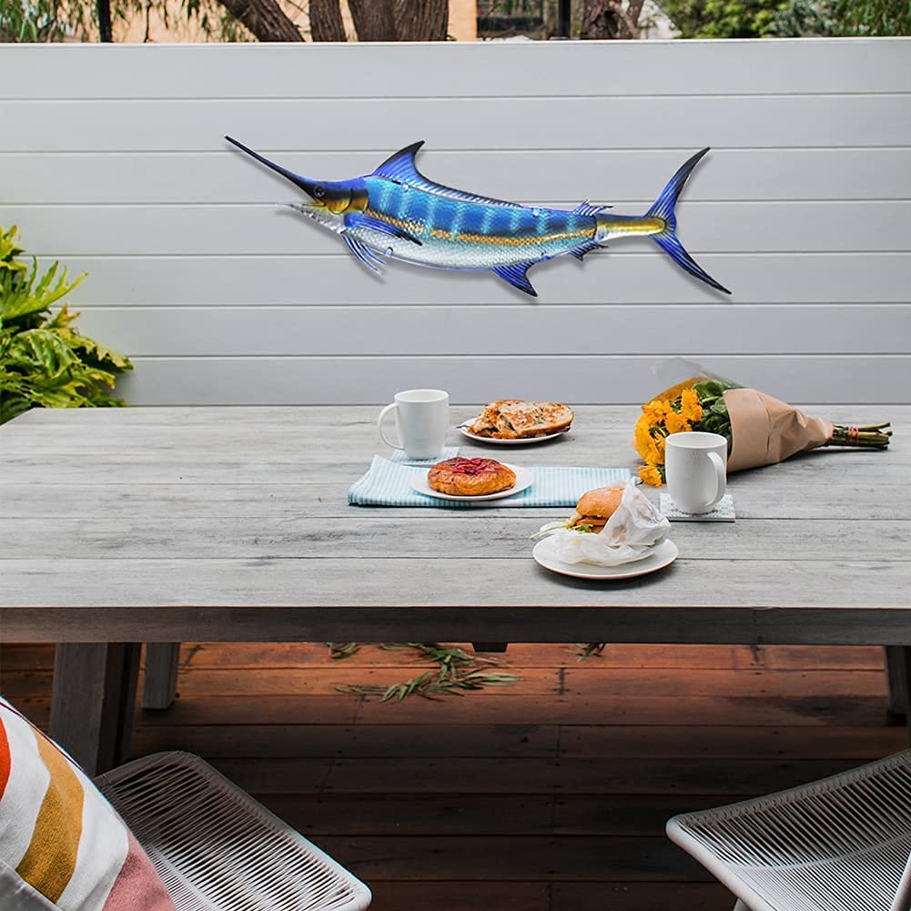 Hanging Metal Blue Marlin Wall Art | Yedwo Design