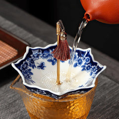 Imperial Blue & White Porcelain Umbrella Tea Strainer Set | Yedwo