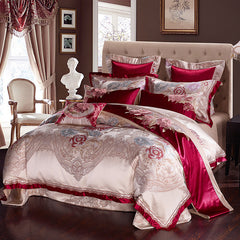 Impero Blue Silver Silk Cotton Jacquard Luxury Chinese Bedding Set | Yedwo