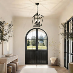 Industrial Black Lantern 4 Light Chandelier | Yedwo