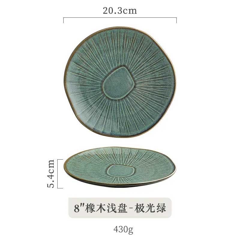 Japanese Ceramic Oak Shallow Plate | Yedwo Design