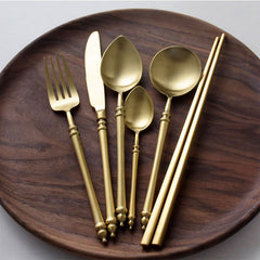 Japanese Inspired Bamboo Gold Cutlery Set | Yedwo