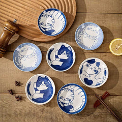 Japanese Lucky Cat Ceramic Dessert Sauce Dish(Set of 4) | Yedwo Design