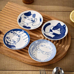 Japanese Lucky Cat Ceramic Dessert Sauce Dish(Set of 4) | Yedwo Design